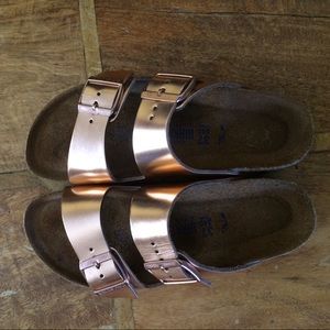 METALIC BIRKENSTOCKS NEVER WORN!